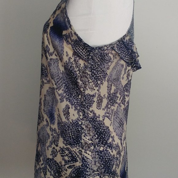 Beautiful lace racer back chemise on blue reptile animal print satin-like print - Picture 5 of 7